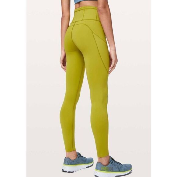 LULULEMON ATHLETICA Fast Free Tight 28' (Non Reflective) in Golden Lime Size 2 - Picture 1 of 7